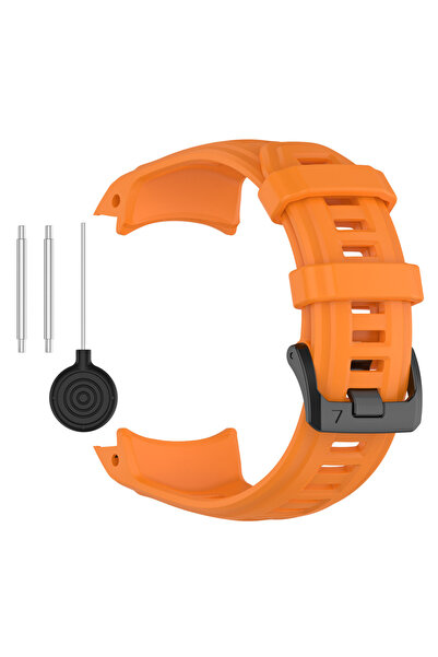 Choice19 سوار ساعة رياضي من السيليكون البرتقالي قابل للتنفس مقاس 45 مم، متواف...