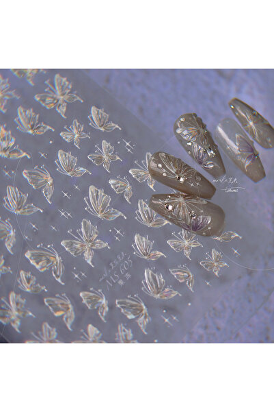 Choice7 ملصق واحد على شكل فراشة خماسية الأبعاد للأظافر، ملصق لامع على شكل فرا...