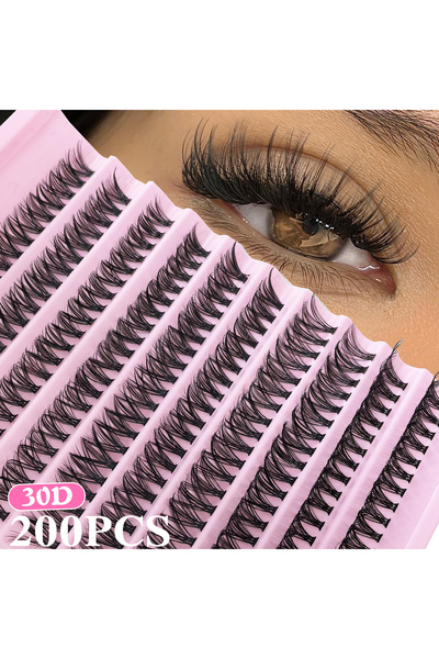 Choice رموش فردية من D مقاس 8-16 مم، 200 قطعة من الرموش العنقودية ذات المظهر ...