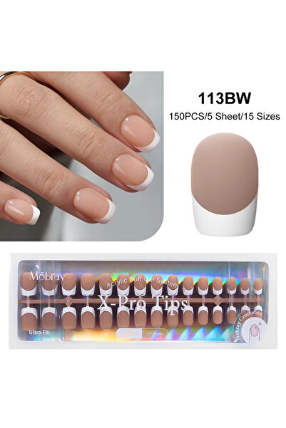 Choice3 Q57512-2 مجموعة أطراف أظافر جل فرنسية للضغط، 150/160 قطعة، لون وردي ف...