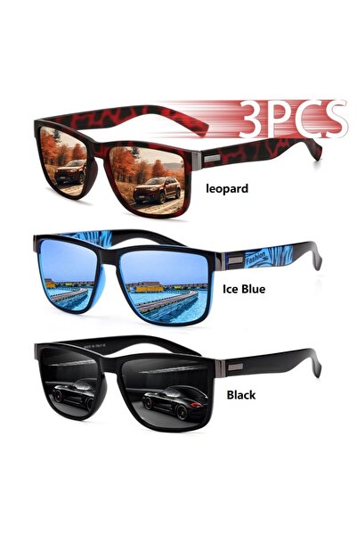 Choice Leopard-Blue-Black 3PCS Fashion Classic Square UV400 Sunglasses Men Wo...