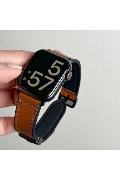 Choice 38 40 41 42 (S11-S10) سوار من جلد البني مع السيليكون لساعات Ultra مقاس...