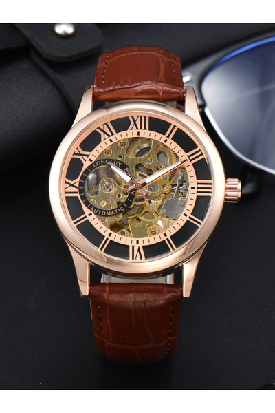 Choice4 8020LM Rose Gold Men automatic watch luxury rome mechanical watches w...