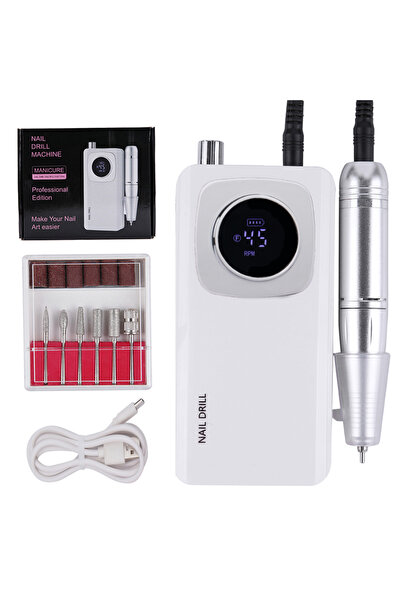 choice2 جهاز حفر أظافر عالي السرعة قابل لإعادة الشحن، أبيض اللون، بسرعة 45000...