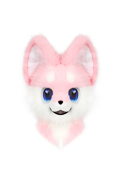 Choice1 Pinkwhite Animal Head Mask Furry Fursuit Plush Dog Fox Masks for Part...