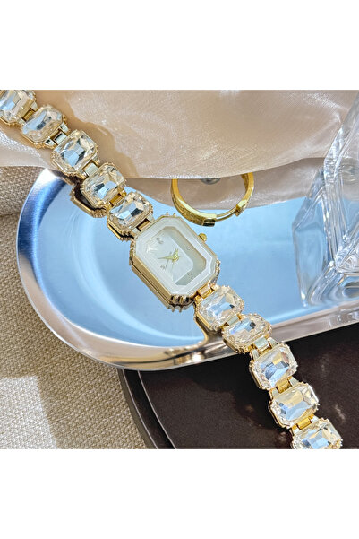 Choice6 سلسلة مرصعة بأحجار الراين البيضاء للنساء، ذات أقسام كبيرة، علبة مستطي...