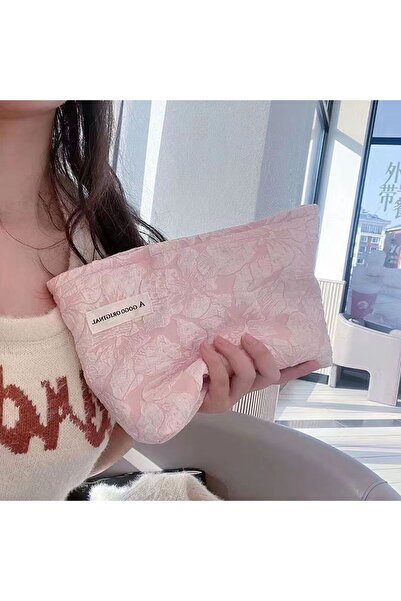 Choice حقيبة حمل أنيقة وجميلة مزينة بنقوش زهرية وردية، حقيبة مستحضرات تجميل و...