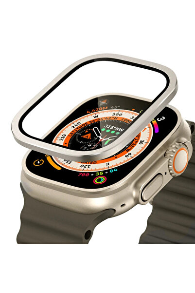 Choice11 واقي شاشة زجاجي مقوى فضي اللون لساعة Apple Watch Ultra مقاس 49 مم، م...