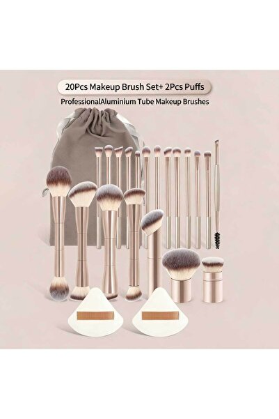 Choice1 مجموعة أدوات مكياج احترافية ذهبية مكونة من 22 قطعة مع حقيبة مخمل ، و2...