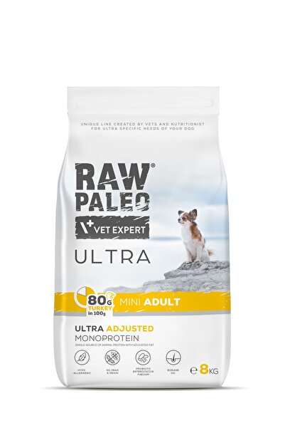 Raw Paleo Hrană uscată pentru câini Ultra Turkey Mini Adult, 8 kg