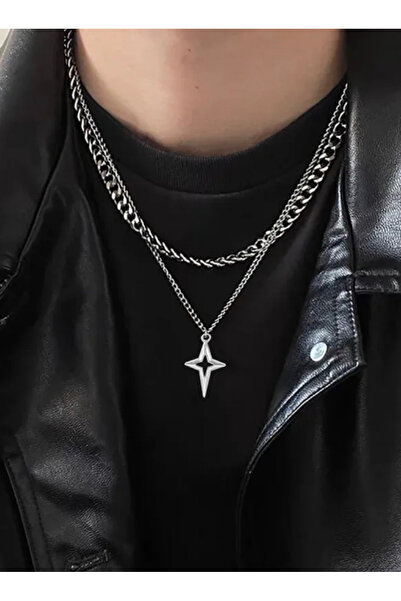 Köstebek Double Layer North Star Necklace