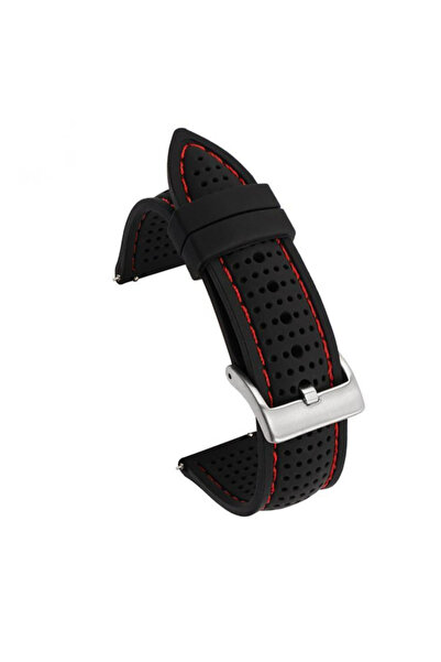 Choice3 22mm Black Red Universal Breathable Silicone Sports Band For 18mm 20m...