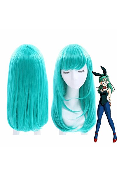 Choice شعر مستعار تنكري لشخصية بولما/بورما، طوله 65 سم، أخضر مجعد، صناعي، منا...