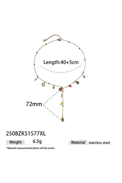 Choice 4 قلادات فاخرة طويلة على شكل قلب مزينة بشرابة من الزركون الملون من الف...