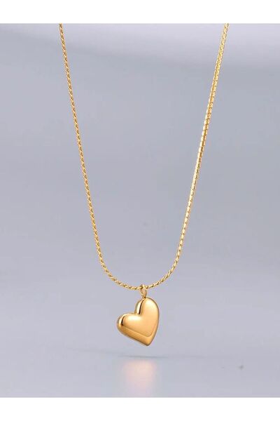 Choice سلسلة تيتانيوم ذهبية اللون بتصميم بسيط على طراز INS، على شكل قلب خوخ، ...