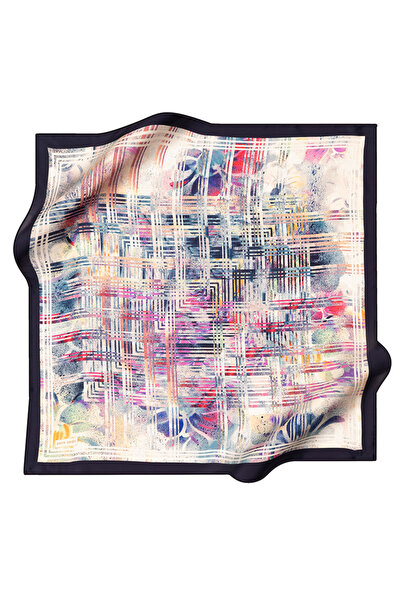 Pierre Cardin Navy Blue 90X90 Silk Crepe Satin Scarf