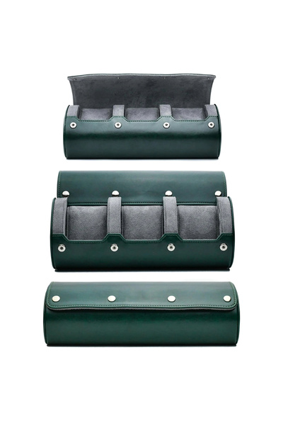 Choice1 حافظة ساعات ملفوفة بثلاث فتحات، لون أخضر ورمادي - حافظة سفر ساعات من ...