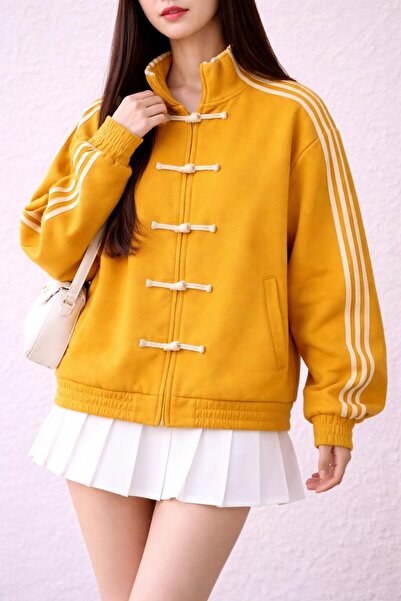 Karakedi Chinese Knot Closure Detail Retro Y2K Unisex Jacket