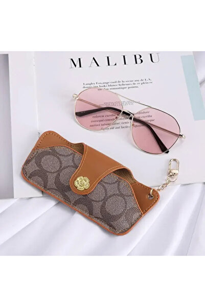 Choice Brown Portable Glasses Case with Keychain - Protective Storage Bag for...