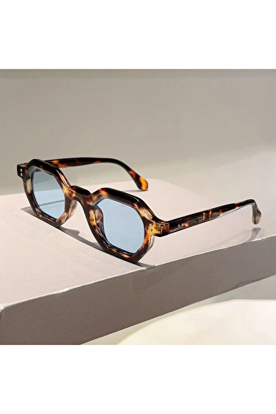 Choice1 نظارات شمسية KAMMPT Polygon زرقاء بنقشة جلد النمر، بدون حافظة، إصدار ...