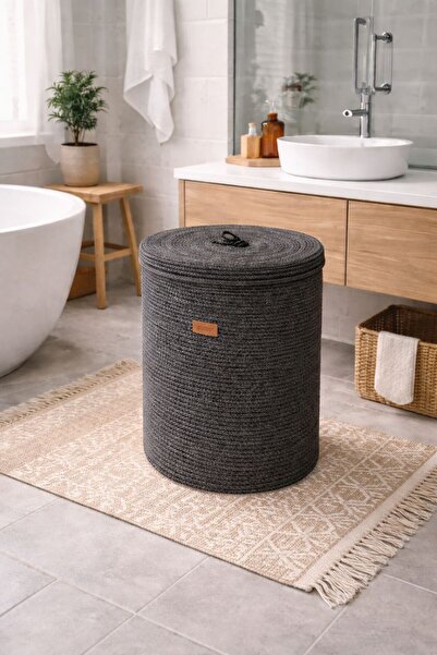 SURENO Καλάθι ρούχων με καλύμματα από ψάθα γιούτας, καλάθι για βρώμικα ρούχα ...