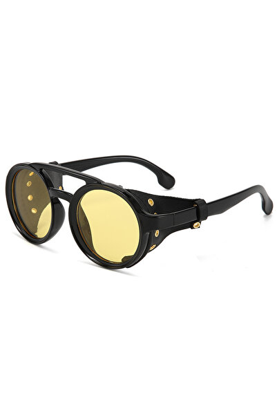 Choice black yellow Retro Steampunk Sunglasses Men Women UV400 Round Punk Sun...