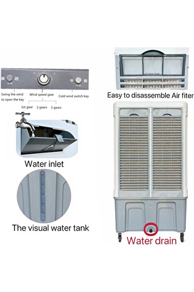 wtrtr 120L Big Air Cooler, 550W Evaporative Air Cooler