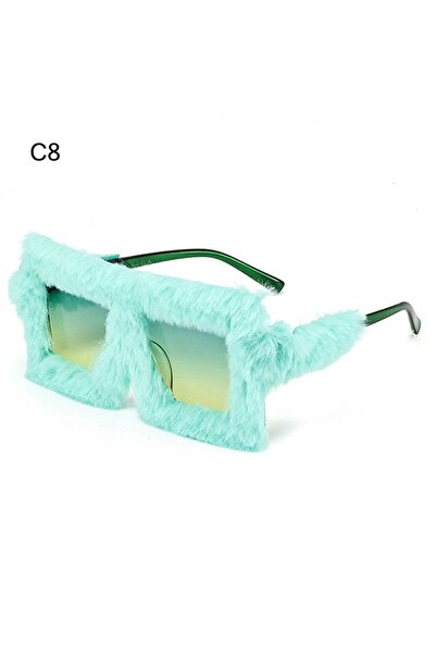Choice7 C8 Y2K Oversized Plush Sunglasses Style Soft Fluffy Winter Shades Par...