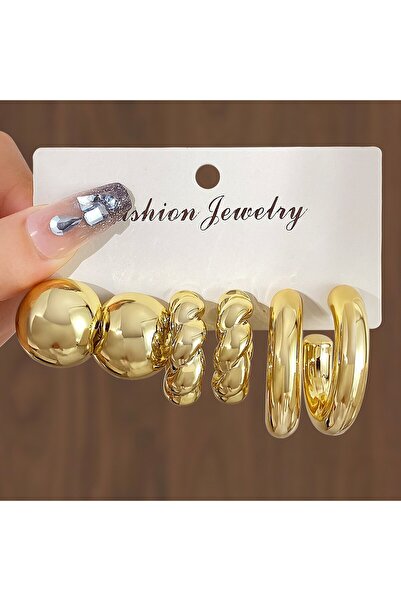 Choice1 03 New Trendy Gold Color Twisted C Shape Tear Drop Earrings Set for W...