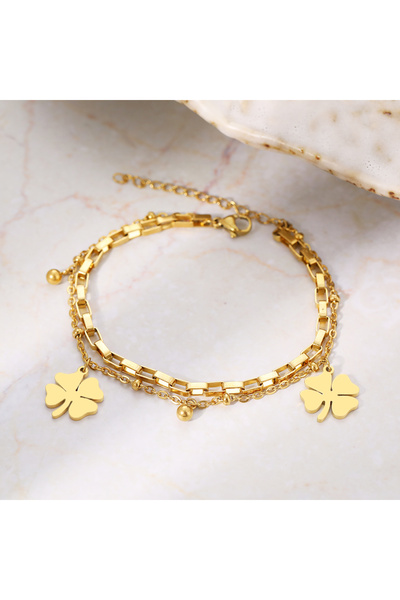 Choice B119 Stainless Steel Bracelets Trendy Fine Bell Clovers Pendant Beads ...