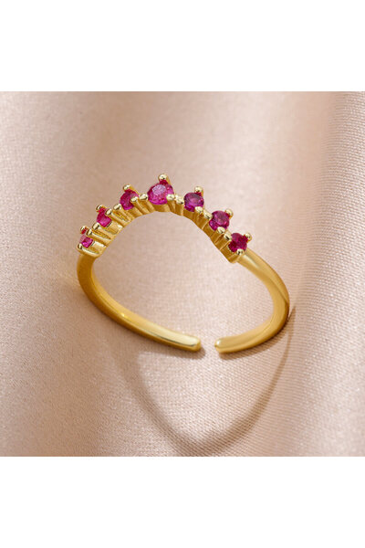 Choice4 resizable JZ5380G-1 Enamel Heart Stainless Steel Rings for Women Colo...