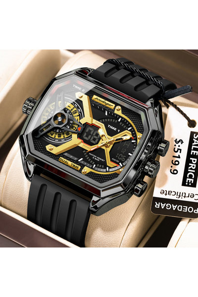 Choice1 E106 Black Black GD New Luxury Dual Display Men Clk Date Week Luminou...