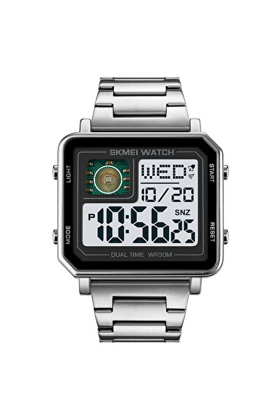 Choice ساعة سكيمي الرياضية الفضية المصنوعة بالكامل من الفولاذ، للرجال، بإضاءة...