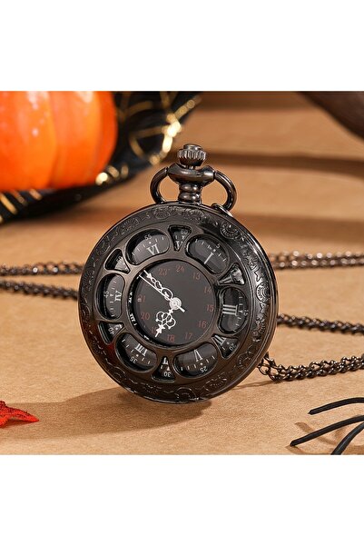 Choice black Vintage Black Hollow Steampunk Design Quartz Pket Watch, with Ne...