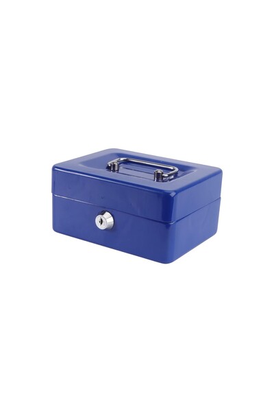 UBX Cash box, with handle for easy transport, 2 keys, black, 15x12x8 cm, blue