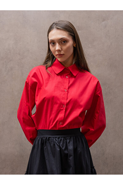 KÜÇÜĞÜM BUTİK Red Collared Poplin Shirt