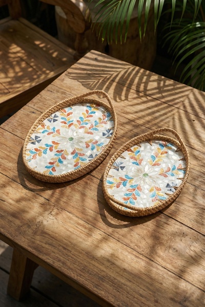 ACAR Palma Oval Bamboo Presentation Tray Set