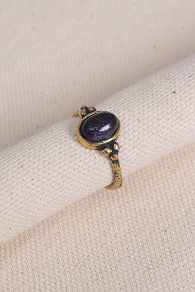 Süspüs Accessories Black Star Stone Adjustable Oval Authentic Ring