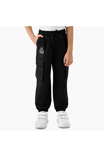 Kappa Logo Print Joggers with Drawstring Closure and Pockets