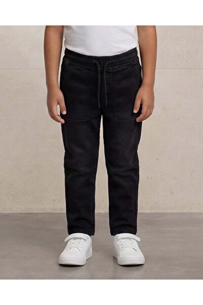 REDTAG Boys Black Knitted Denim Pull On Jeans
