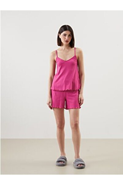 LC Waikiki U Neck Self Patterned Straps Women's Shorts Pajama Set