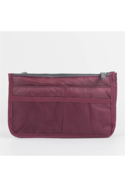 Choice7 حقيبة تخزين متعددة الوظائف قابلة للطي بلون أحمر خمري، مزودة بسحاب مزد...