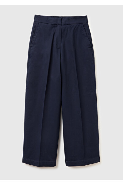 United Colors of Benetton Women's Navy Blue Cotton Blend Balloon Leg Trousers...