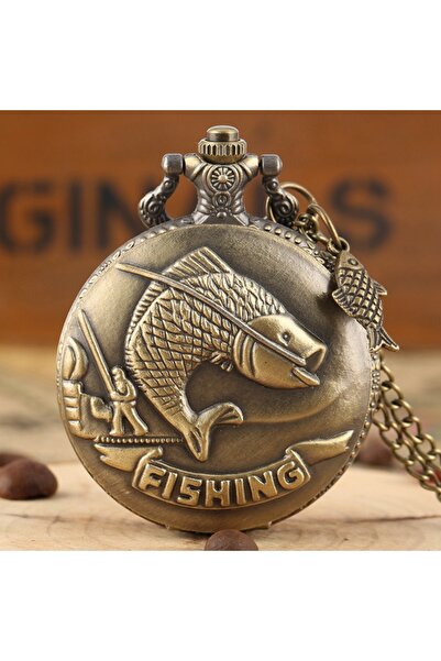 Choice ساعة يد كوارتز عتيقة الطراز بنقشة صيد السمك، مع قلادة، هدية مثالية للر...