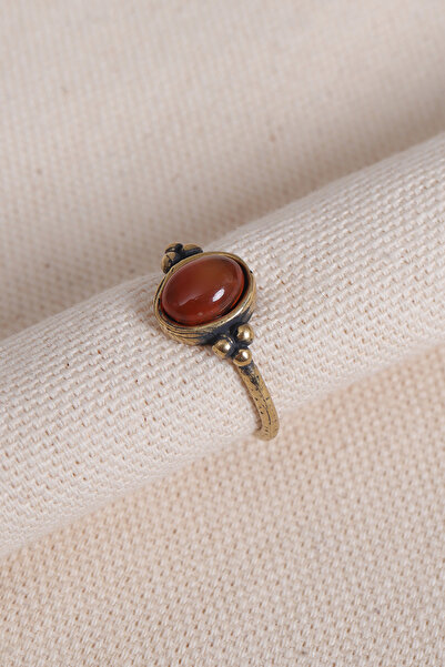 Süspüs Accessories Adjustable Oval Authentic Ring with Agate Stone