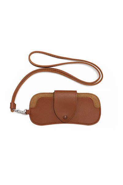 Choice3 brown PU Leather Eyeglasses Case Portable Hanging Neck Sunglasses Sto...