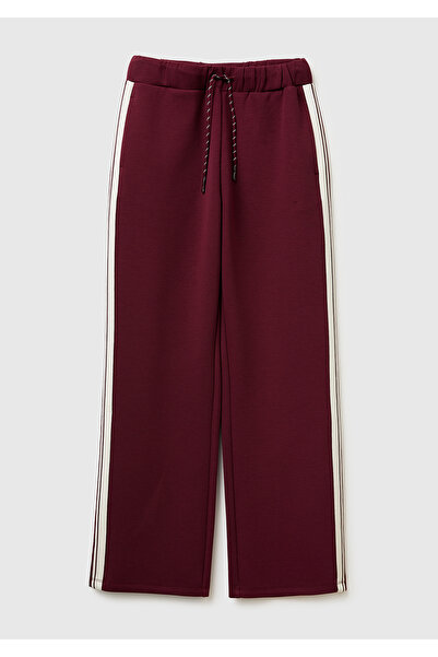 United Colors of Benetton Women's Burgundy Cotton and Modal Blend Straight-Le...