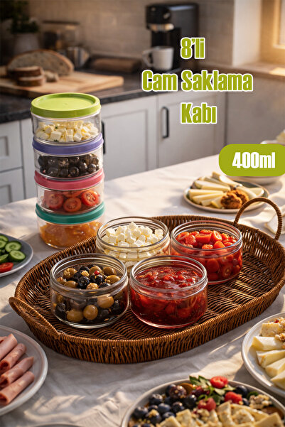 Porsima طقم إفطار زجاجي محكم الإغلاق من لابيس، 8 قطع، حاوية تخزين بغطاء ملون ...