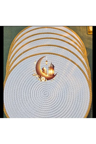 Patiska Tasarım Ramadan Special Set of 6 Straw-Looking Plates – Crescent & La...
