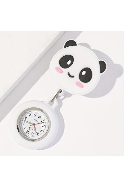 Choice ساعة يد كوارتز بيضاء لطيفة على شكل باندا ممرضة، مزودة بشريط مطاطي، ووظ...